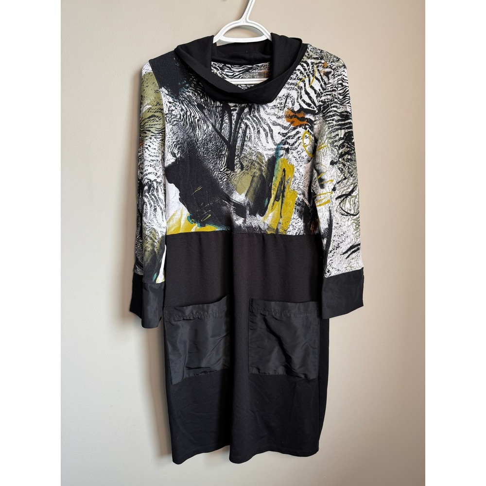 Art Simply by Dolcezza Shawl Collar Jersey Knit Dress Avant-garde Wearable Art